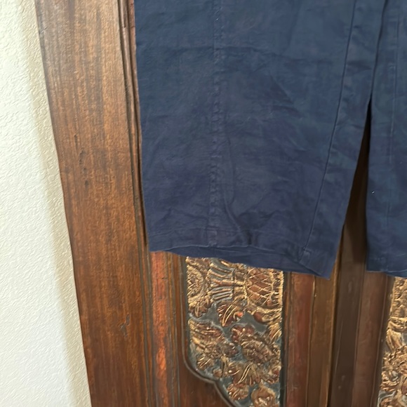 Women JM Collection Blue Linen Trouser with Gold button - Picture 2 of 7